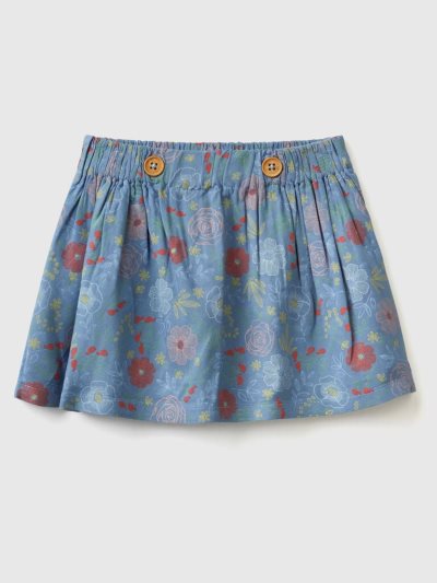 Air Force Blue Kids' Benetton Floral Sustainable Viscose Skirts | AU742811