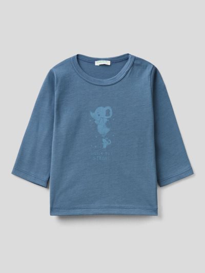 Air Force Blue Kids' Benetton Long Sleeve 100% Organic Cotton T Shirts | AU783264