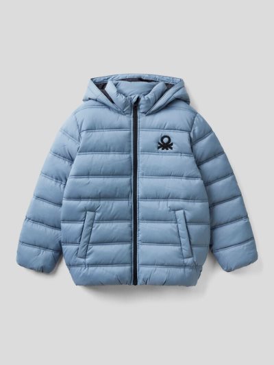 Air Force Blue Kids' Benetton Puffer Hood And Logo Padded Jackets | AU565646