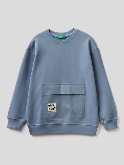 Air Force Blue Kids' Benetton Warm Kangaroo Pocket Sweatshirt | AU811025