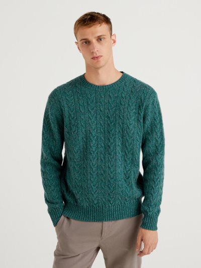 Air Force Blue Men's Benetton Pure Shetland Wool Crew Neck Sweaters | AU739289