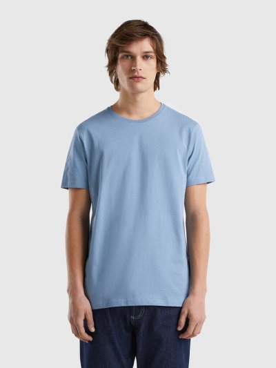 Air Force Blue Men's Benetton Short Sleeve T Shirts | AU898055