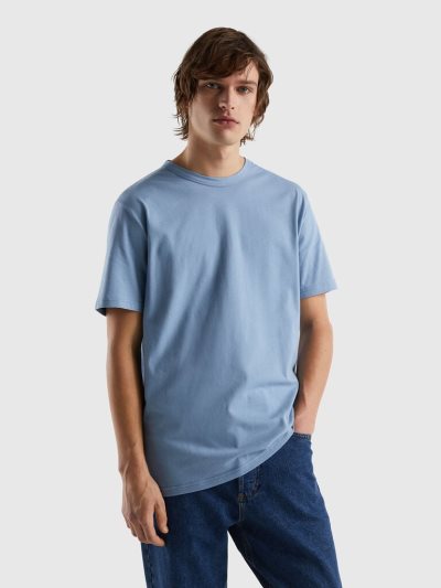 Air Force Blue Men's Benetton Warm Cotton Short Sleeve T-shirts | AU057775