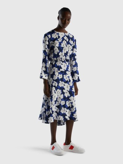 Air Force Blue Women's Benetton Flowy Floral Dress | AU975303