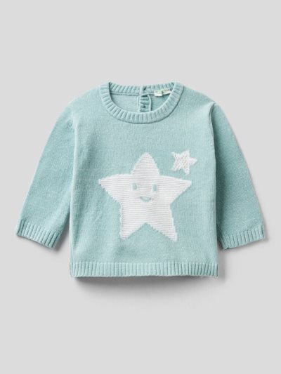 Aqua Kids' Benetton Chenille Inlay Sweaters | AU492449