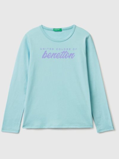 Aqua Kids' Benetton Long Sleeve 100% Cotton T Shirts | AU489335