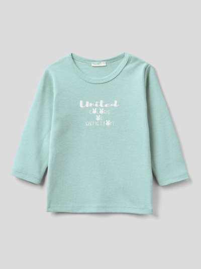 Aqua Kids' Benetton Long Sleeve 100% Organic Cotton T Shirts | AU874914