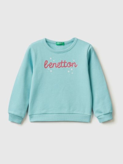 Aqua Kids' Benetton Organic Cotton Glittery Print Sweatshirt | AU214348