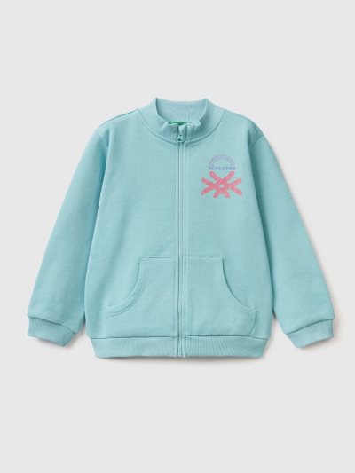 Aqua Kids' Benetton Zip Organic Cotton Sweatshirt | AU370315