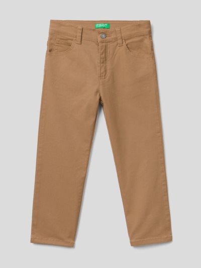 Beige Kids' Benetton Five-pocket Stretch Trousers | AU722783