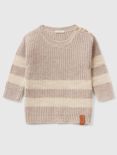 Beige Kids' Benetton Recycled Cotton Blend Sweaters | AU835914