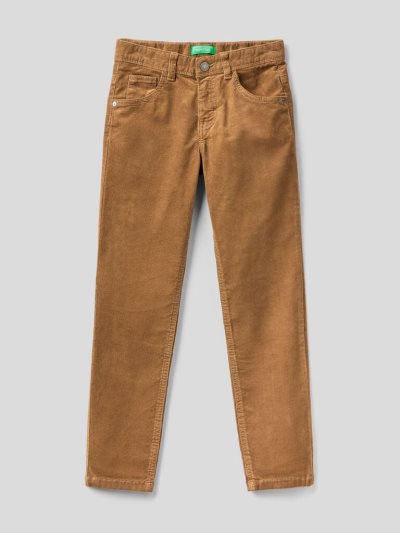 Beige Kids' Benetton Slim Fit Stretch Corduroy Trousers | AU254767