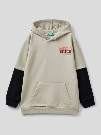 Beige Kids' Benetton Warm Double Sleeves Hoodie | AU858743