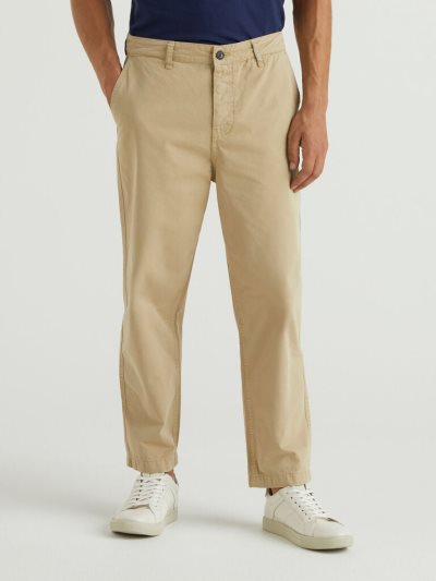 Beige Men's Benetton Dropped Crotch Chinos | AU945672