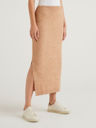 Beige Women's Benetton Knit Midi Skirts | AU766764