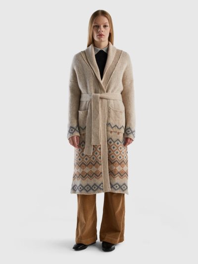 Beige Women's Benetton Pure Shetland Wool Coats | AU965480