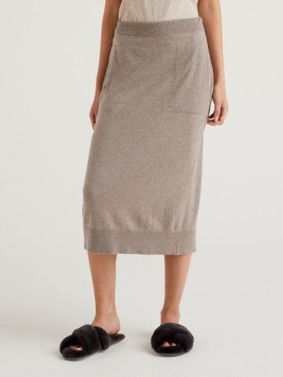 Beige Women's Benetton Silk And Cashmere Blend Skirts | AU544718