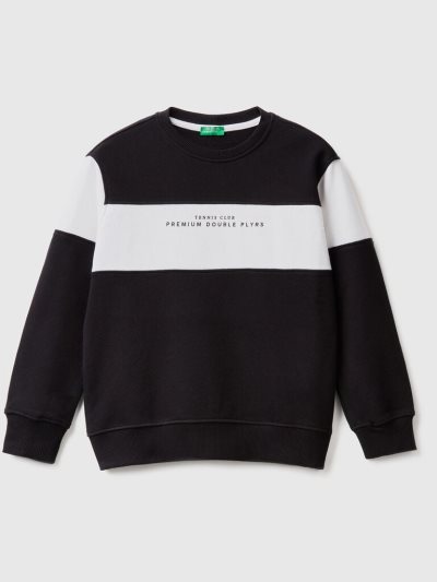 Black Kids' Benetton Color Block Print Sweatshirt | AU293094