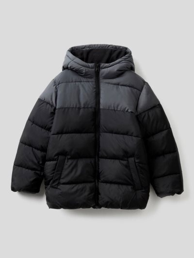 Black Kids' Benetton Color Block Puffer Padded Jackets | AU663814