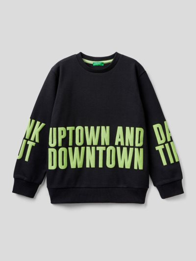 Black Kids' Benetton Embossed Print Sweatshirt | AU187263