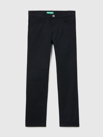 Black Kids' Benetton Five Pocket Slim Fit Trousers | AU146817