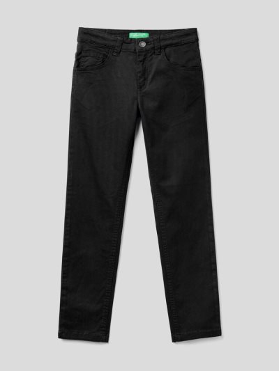 Black Kids' Benetton Five-pocket Slim Fit Trousers | AU775072