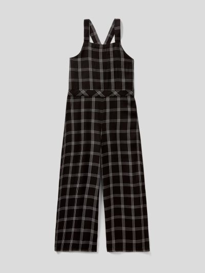 Black Kids' Benetton Flowy Check Dungarees | AU072203