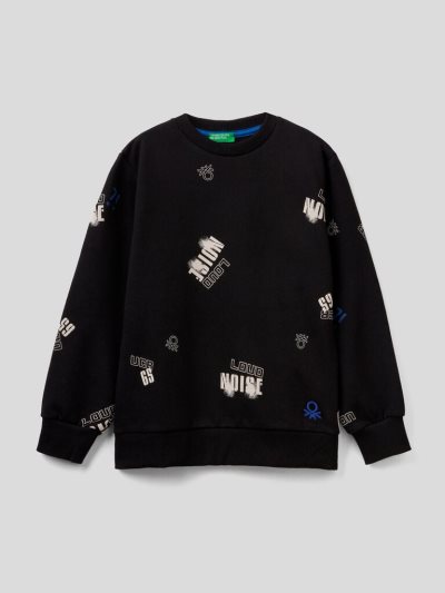 Black Kids' Benetton Japanese Pattern Sweatshirt | AU978943