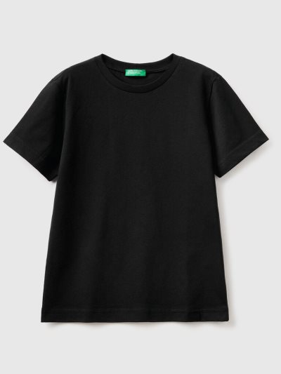 Black Kids' Benetton Organic Cotton Short Sleeve T-shirts | AU829797