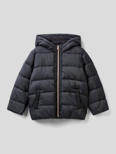 Black Kids' Benetton Padded "Rain Defender" Light Jackets | AU850222