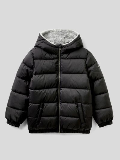 Black Kids' Benetton Padded Teddy Interior Jackets | AU408153