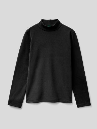 Black Kids' Benetton Pure Organic Cotton Long Sleeve T-shirts | AU240080