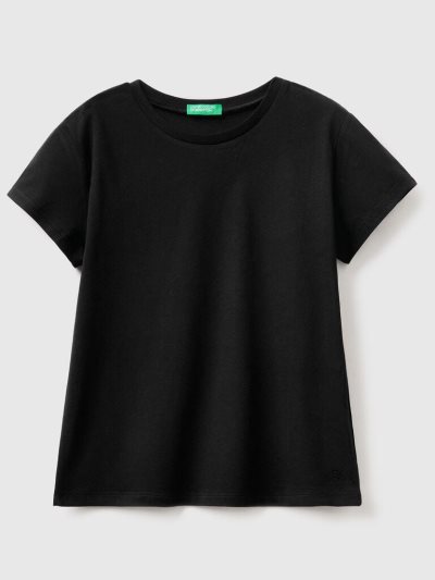 Black Kids' Benetton Pure Organic Cotton Short Sleeve T-shirts | AU386761