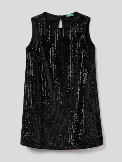 Black Kids' Benetton Sleeveless Sequins Dress | AU941478