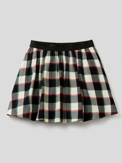 Black Kids' Benetton Tartan Flannel Skirts | AU450076