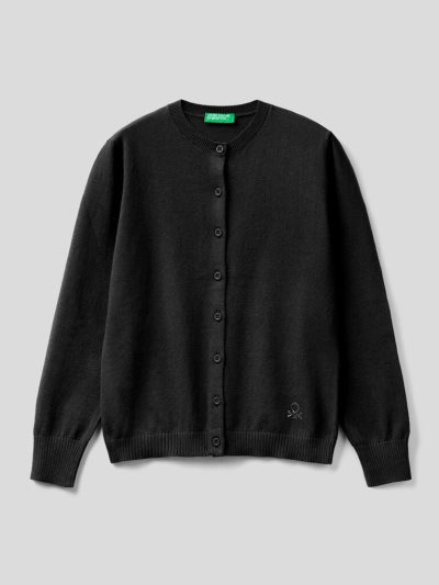 Black Kids' Benetton Tricot 100% Cotton Cardigan | AU617947