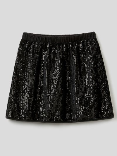 Black Kids' Benetton Velvet Sequins Skirts | AU681862