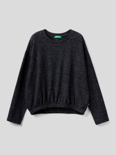 Black Kids' Benetton Viscose Blend Long Sleeve T-shirts | AU435291