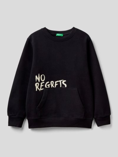 Black Kids' Benetton Warm Print Sweatshirt | AU060939