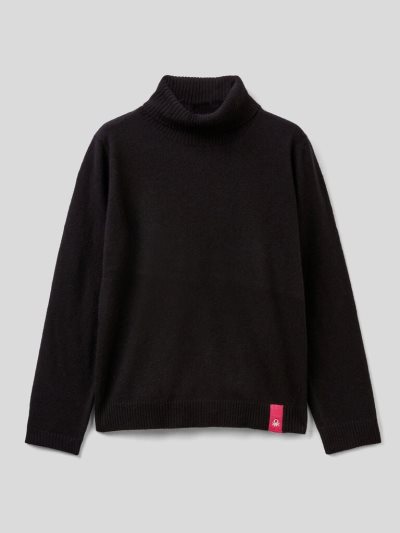 Black Kids' Benetton Wool Blend Turtleneck Sweaters | AU236426