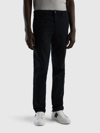 Black Men's Benetton Slim Fit Chino Chinos | AU828666