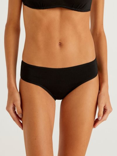 Black Women's Benetton Basic Stretch Organic Cotton Knickers | AU846279