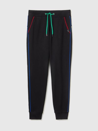 Black Women's Benetton Drawstring Sweatpants | AU985002