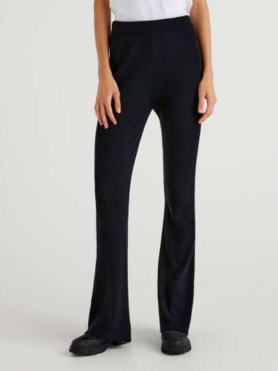 Black Women's Benetton Flared Wool Blend Trousers | AU530439