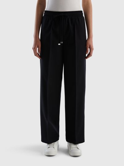 Black Women's Benetton Flowy Drawstring Trousers | AU747721