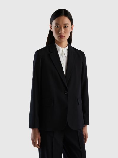 Black Women's Benetton Lined Flowy Blazers | AU035795