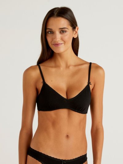 Black Women's Benetton Semi-padded Triangle Bras | AU392341