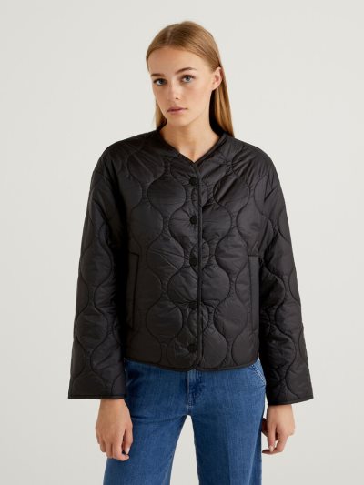 Black Women's Benetton Short Quilted Light Jackets | AU970505