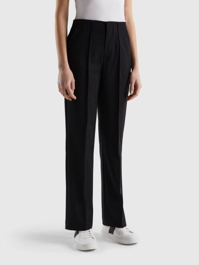 Black Women's Benetton Straight High-waisted Trousers | AU296726