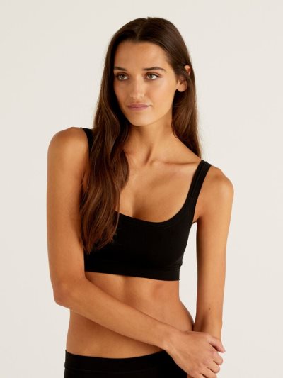 Black Women's Benetton Super Stretch Organic Cotton Bras | AU339817